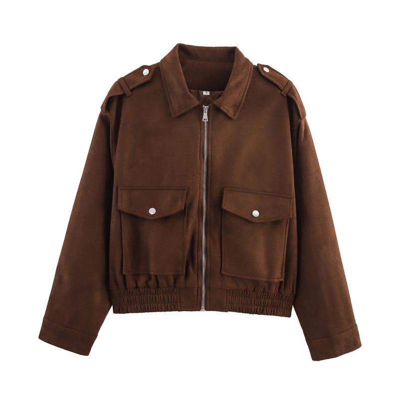 European & American Women's Suede Texture Jacket Coat