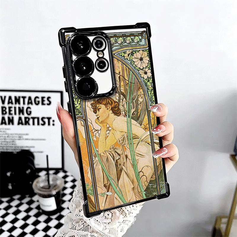 Vintage Alfons Mucha Primavera Plating Phone Case For Samsung Galaxy S24 S25 FE S26 Edge S23 Ultra S22 S21 Plus S20 Anti-Fall Ai