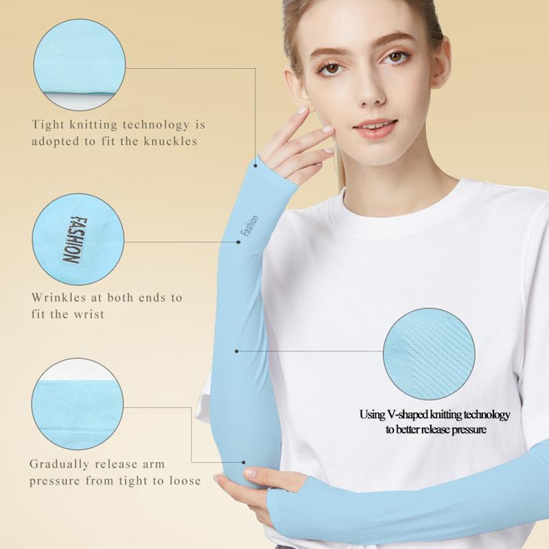 1Pair Arm Sleeves Ice Fabric Sun UV Protection Summer Sun Cool Outdoor Cuff Cover Arm Sleeve Unisex