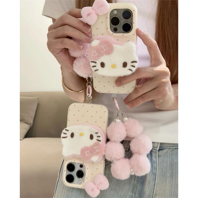 Portachiavi a forma di bambola KT Peluche Adatto per Custodia Telefono Cellulare Apple 15 iPhone16promax 14 Motivo in Pelle 13 Morbido 12