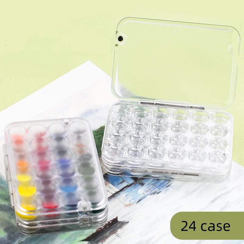 Portable 24-Slot Moisturizing Box for Watercolor Paints, 0.8ml X 24, Compact Magnetic Seal Travel-Friendly Palette