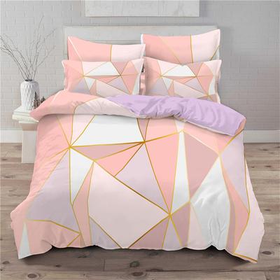 Modern Pink Geometric Bedding Collection Soft Microfiber Black Marble Triangles Print Duvet Cover King With Pillowcases Bedroom Decor