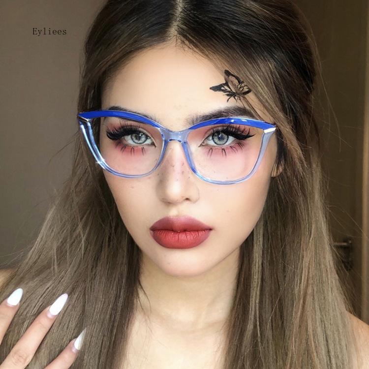 Fashion TR90 Retro Cat Eye Anti-blue Light Glasses Frame Women New Ultra-light Frame Glasses Blue Light Blocking Glasses