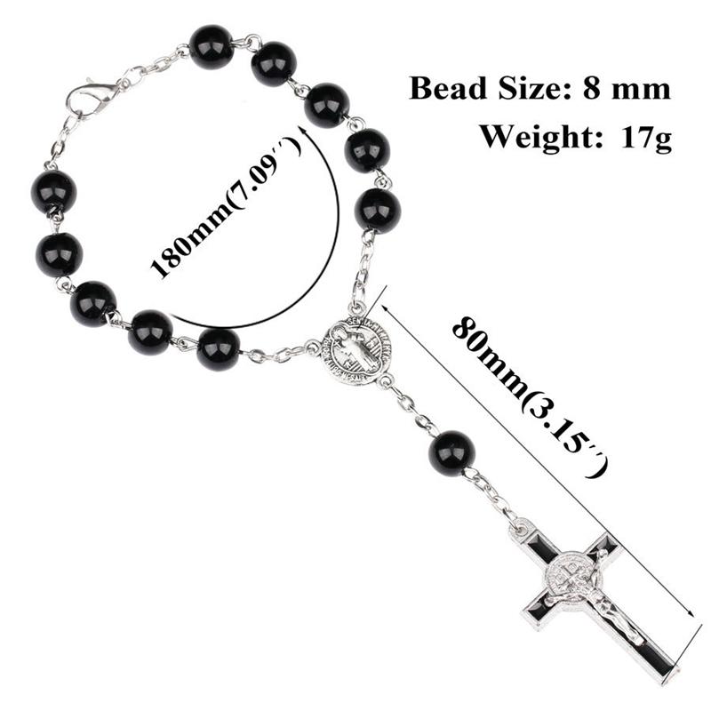 Katholische Kreuzigung Jesu Kreuz Rosenkranzarmband Heiliger Benedikt Medaille Gebetsperlen Armbänder Schmuck