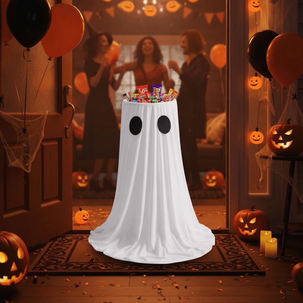 Standing Halloween Glowing Ghost Treat Bucket Height-adjustable Halloween Candy Holder  Outdoor