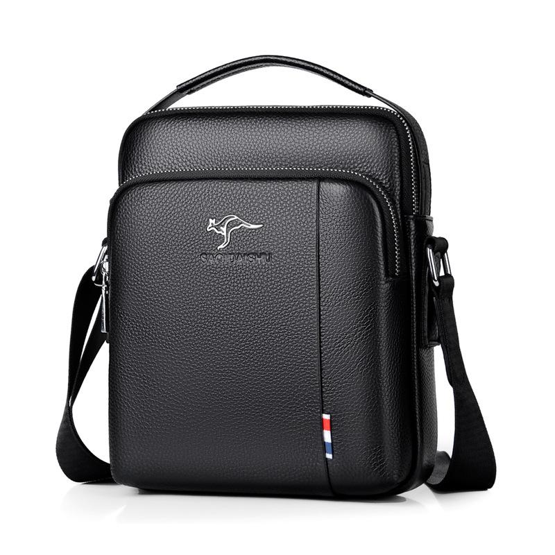 Die erste Schicht aus wasserdichtem und verschleißfestem Rindsleder mit großem Fassungsvermögen, koreanische Version der trendigen vertikalen Handtasche für Kunden