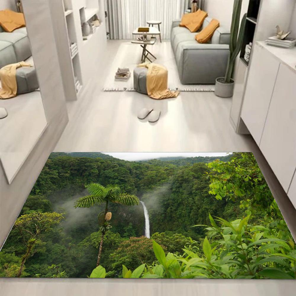 1pc Forest Tree Jungle Animal Landscape Absorbent Mats Anti-Slip Mats Home Decor Supplies Carpets Home Kitchen Floor Mats