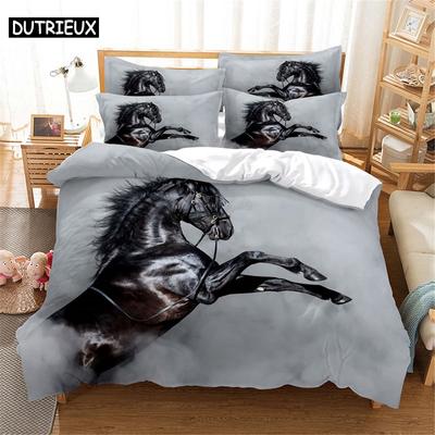 3D Printed Queen - Size Horse - Themed Bedding Set, Duvet Cover Included