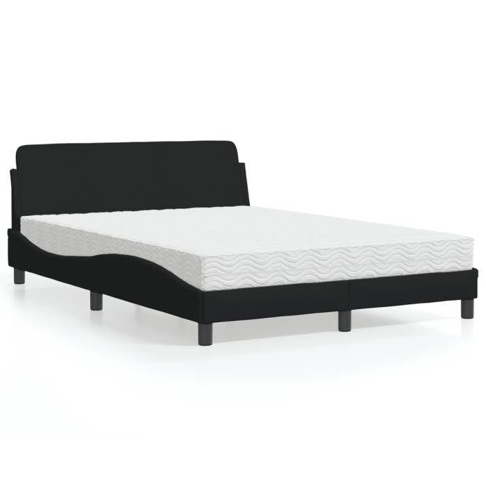 VidaXL Bed with Mattress Black 140x190 Cm Fabric 3208386
