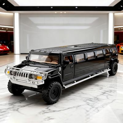 1:32 Alloy Hummer H2 Lengthen Limousine Metal Diecast Car Model Sound and Light Pull Back Kids Toy Vehicles Gift