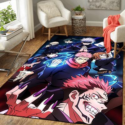 1Pc Jujutsu Kaisen Team Battle Rug, Office Carpet Indoor Outdoor Doormat, Non-Slip Soft, Living Room, Christmas Halloween Gift. M928284