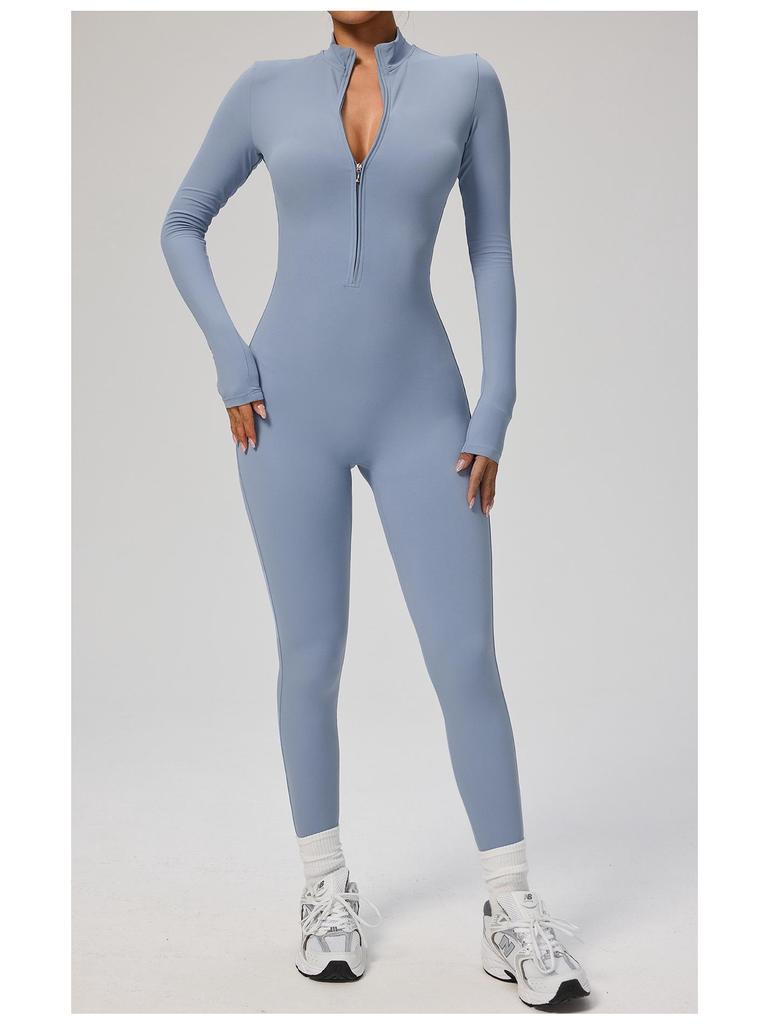Manyi Zipper Nude Long Sleeve Yoga & Fitness Jumpsuit 8306