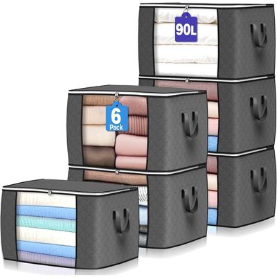 Large Storage Bags,  Clothes Storage Bins Foldable Closet Organizers Storage Containers for Clothing Blanket Comforters Bed Sheets Pillows and Toys