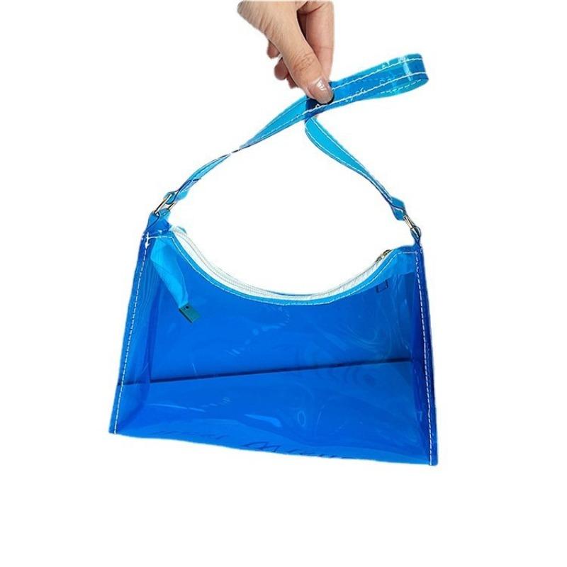 Transparent jelly bag 2 summer new PVC shoulder armpit bag candy color women's bag baguette bag