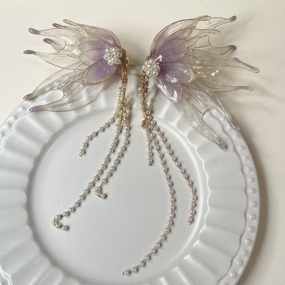 Fairy Elf Ear Fins Ear Cuffs Flower Pearl Tassel Ear Clips Trendy Mermaid Princess Ear Cuffs Girls