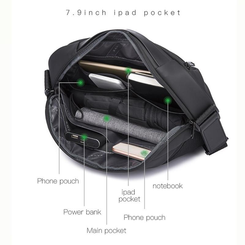 Men's Waterproof Crossbody Bag Oxford Large Capacity Multifunction Anti-theft Sling Shoulder Messenger Chest Bag Pack