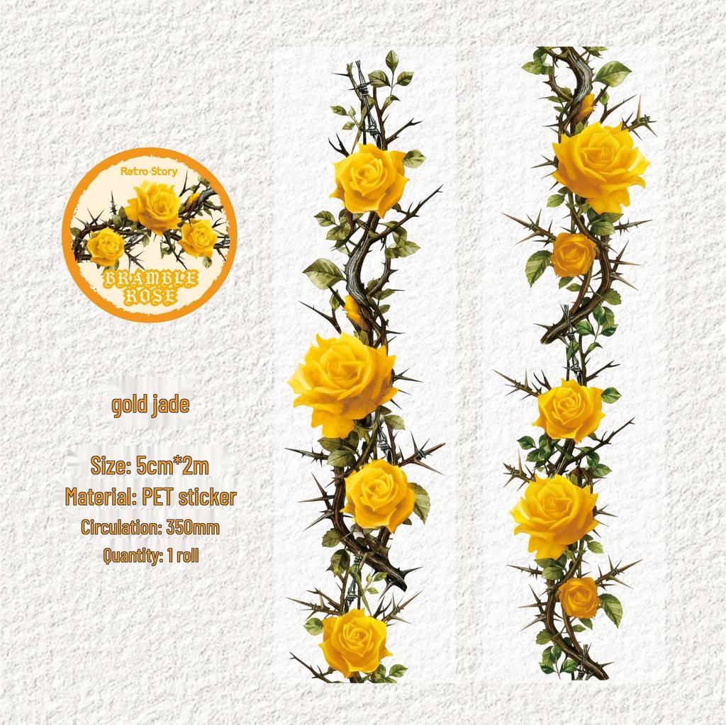 RetroStory Thorns Rose Die-cut Floral Washi Tape - 6 Styles for DIY Journals