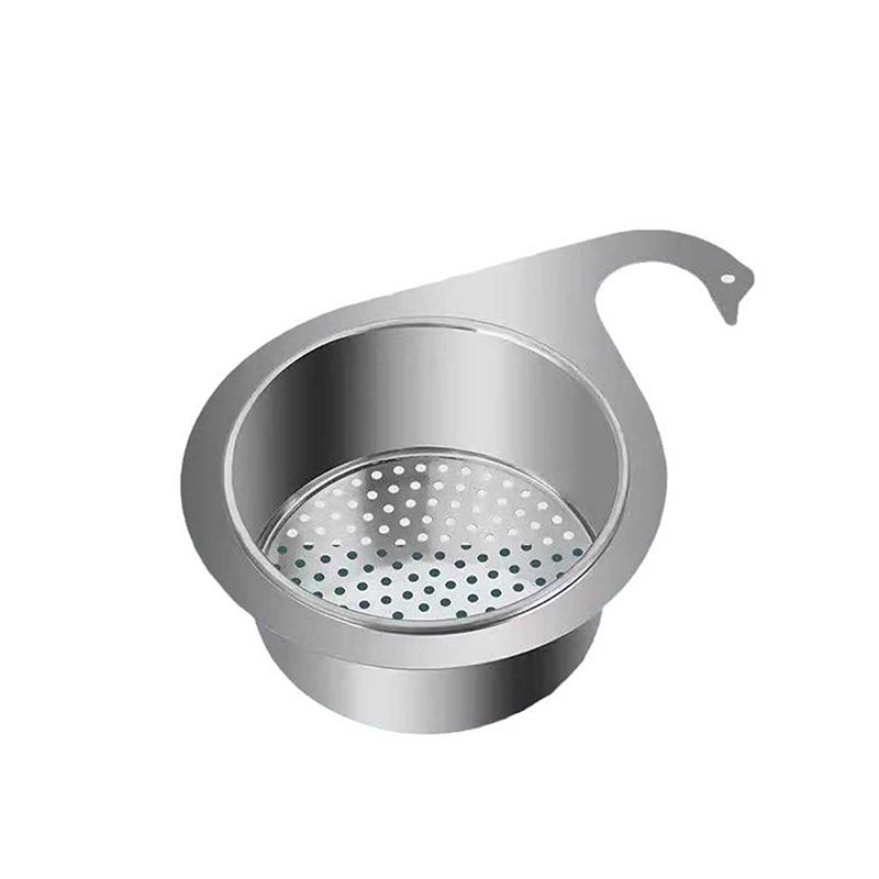 Swan Shape Filter Kitchen Tools Sink Drain Water Basket Multifunctional No Punching Stainless Steel Hanging Basket Storage Shelf