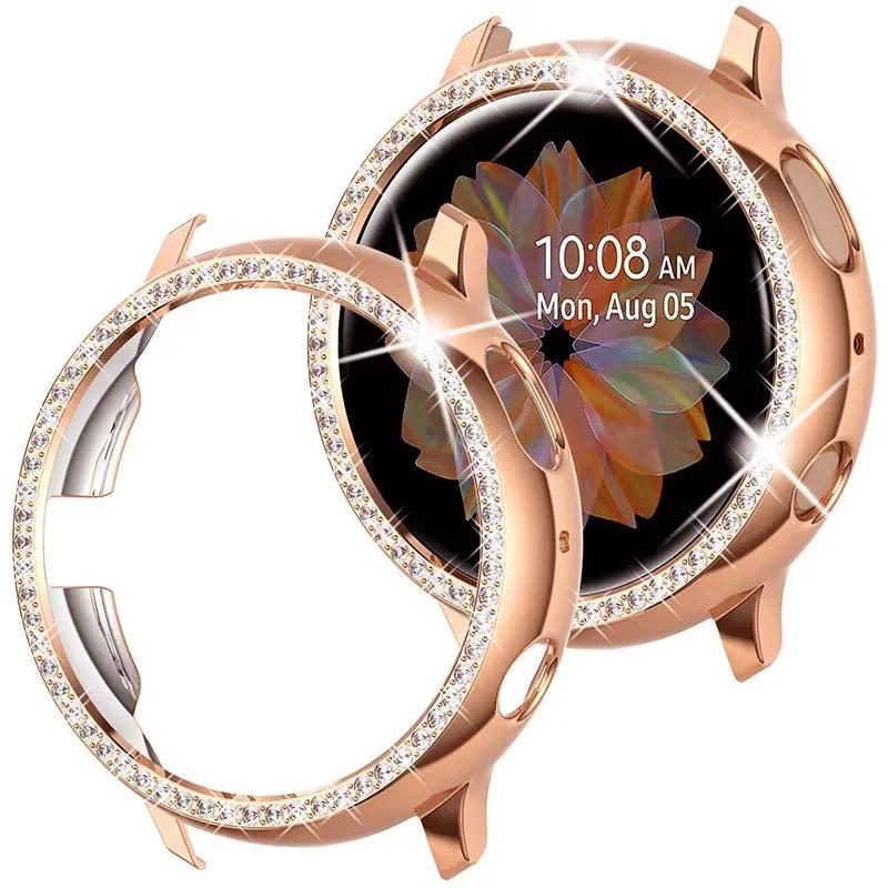 

Чехол Diamonds для Samsung Galaxy Watch Active 2 40 мм 44 мм, защитный бампер от царапин, HD, полное покрытие, защитный чехол для экрана active 2 40mm розового золота