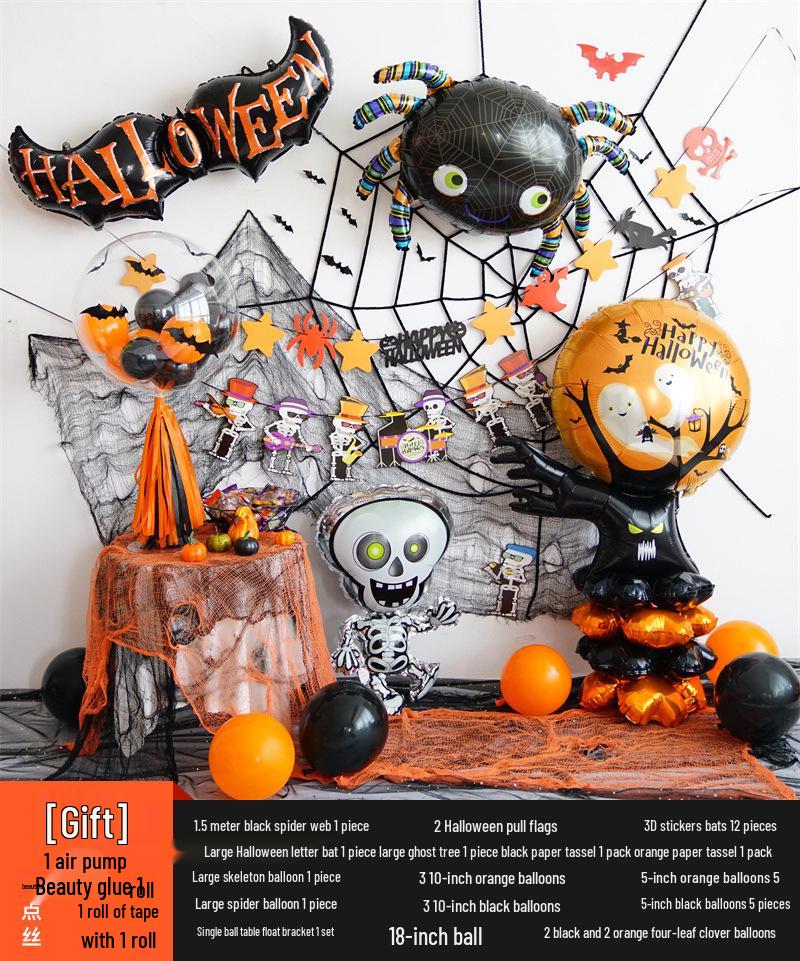 Halloween Kindergarten Party Wall Decor: Balloons & Props for Kids' Atmosphere