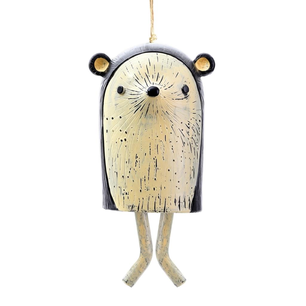Ceramic Wind Hanging Ornament Animal Shaped Bell for Indoor Outdoor Garden Home Decor Porch Patio