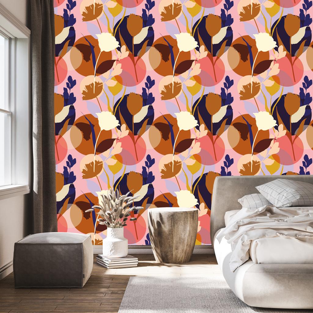 Wallpaper Fashionable colorful flowers for living room and bedroom 50x1000