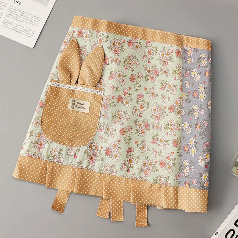 Household Work Clothes Canvas Flower Half-length Apron Female Kitchen  Anti-fouling Wear-resistant Cooking Half-waist