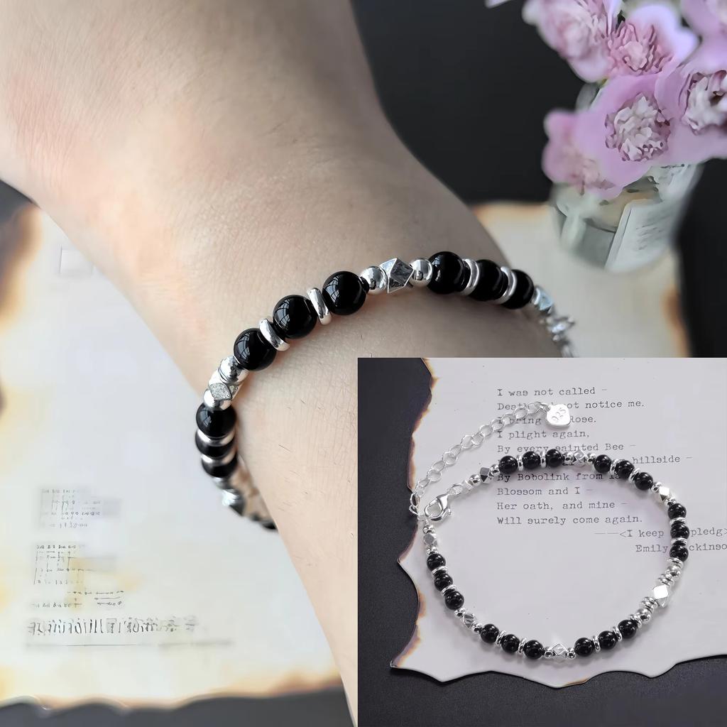 PANJBJ 925 Sterling Silver Red Agate Bead Bracelet for Women Fish Shape Retro Bead Design Versatile Jewelry Gifts Dropshipping