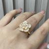 Gold Plated Natural Fritillary Camellia Pearl Ring Female Wind Ring 2025