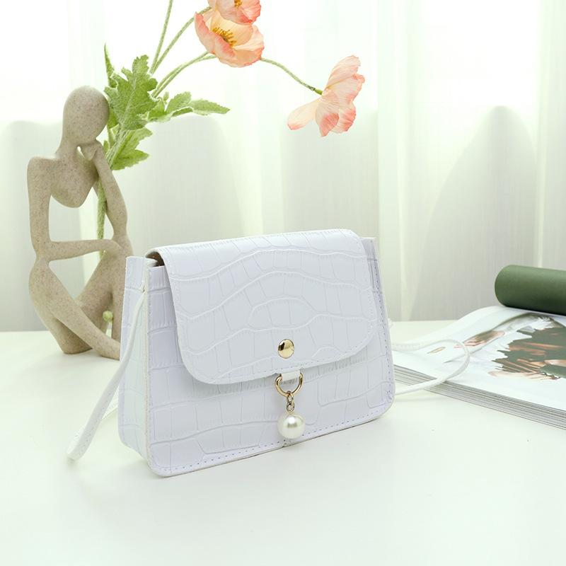 Women's Bag New Stone Pattern Hanging Pearl Simple Small Square Bag Casual Mobile Phone Bag Small Bag Gift Bag