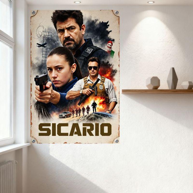 Sicario Movie Metal Tin Sign Vintage Crime Thriller Art Wall Decor for Home Bar Man Cave