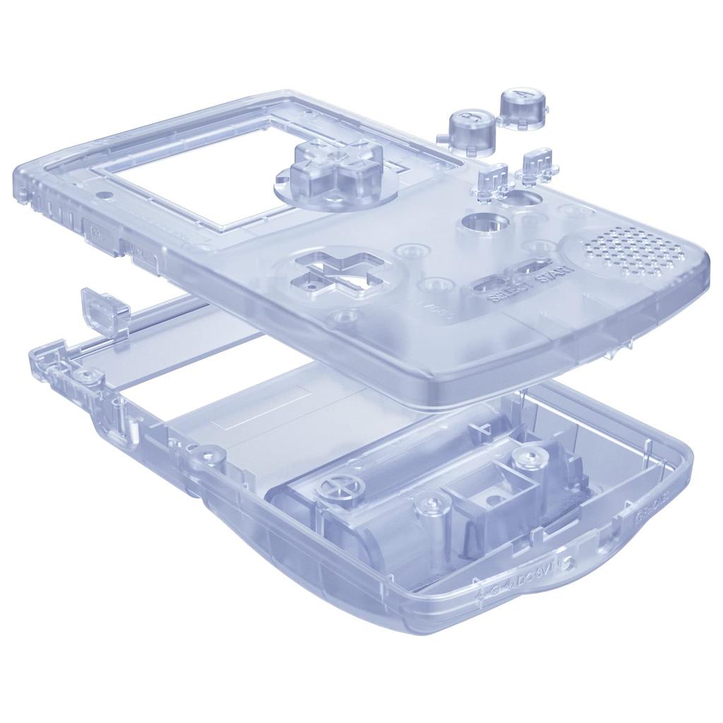 eXtremeRate Replacement Shell Full Housing Cover with Buttons, IPS Upgraded, for Game Boy Color. Clear material. Compatible with GBC OSD IPS, Regular