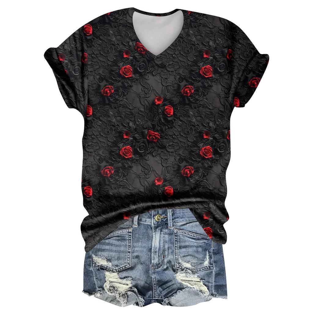 Damenmode Lässig Kurzarm Halloween Print Tops Halloween Elegante Oberteile