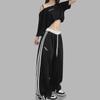 Women's Retro Three-Stripe Wide-Leg Casual Pants for Street Dance, Autumn Fashion