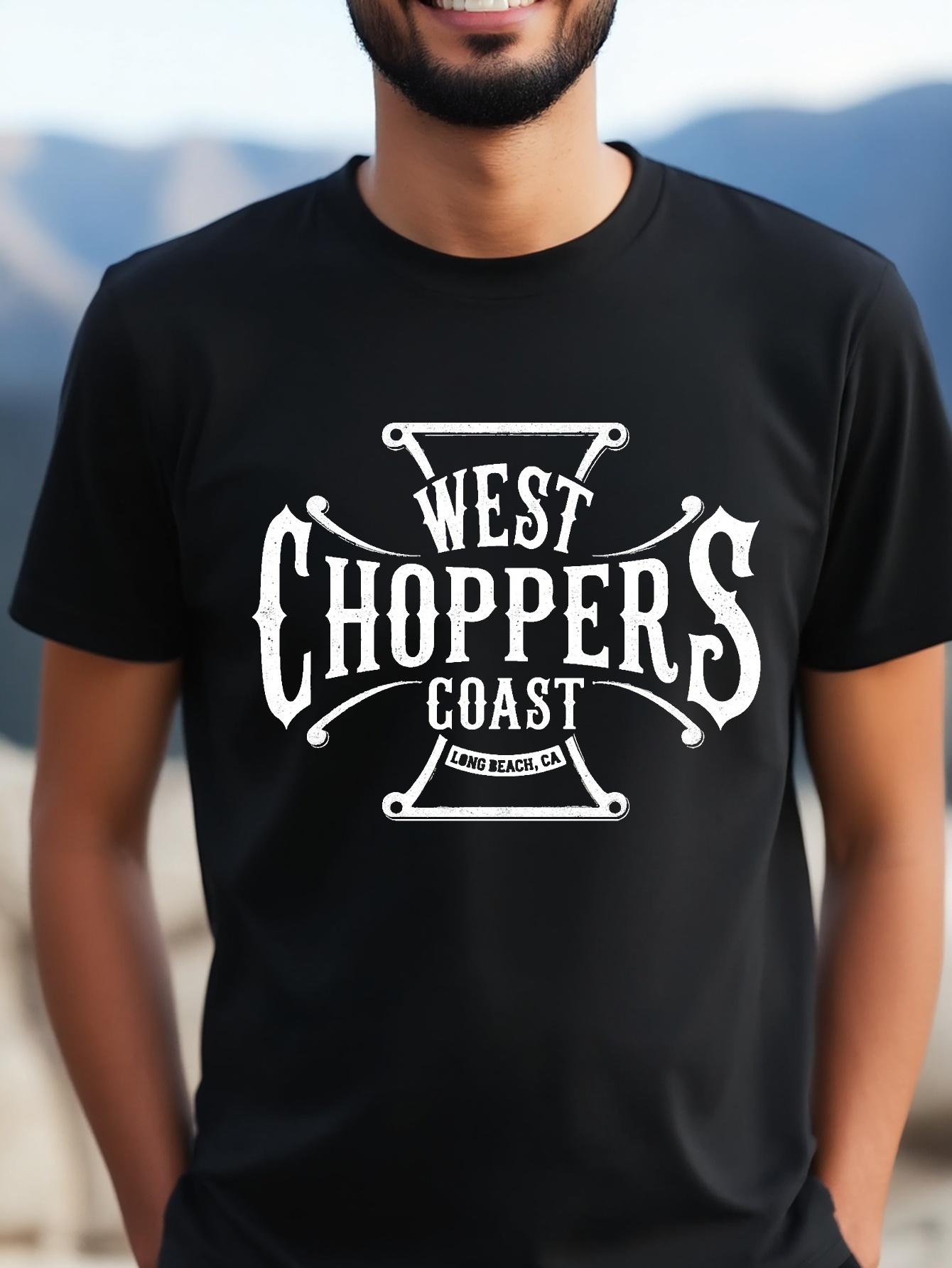 6922 Cotton Blend T-shirt - Black Casual Summer Tee with West Choppers Coast Graphic Print S