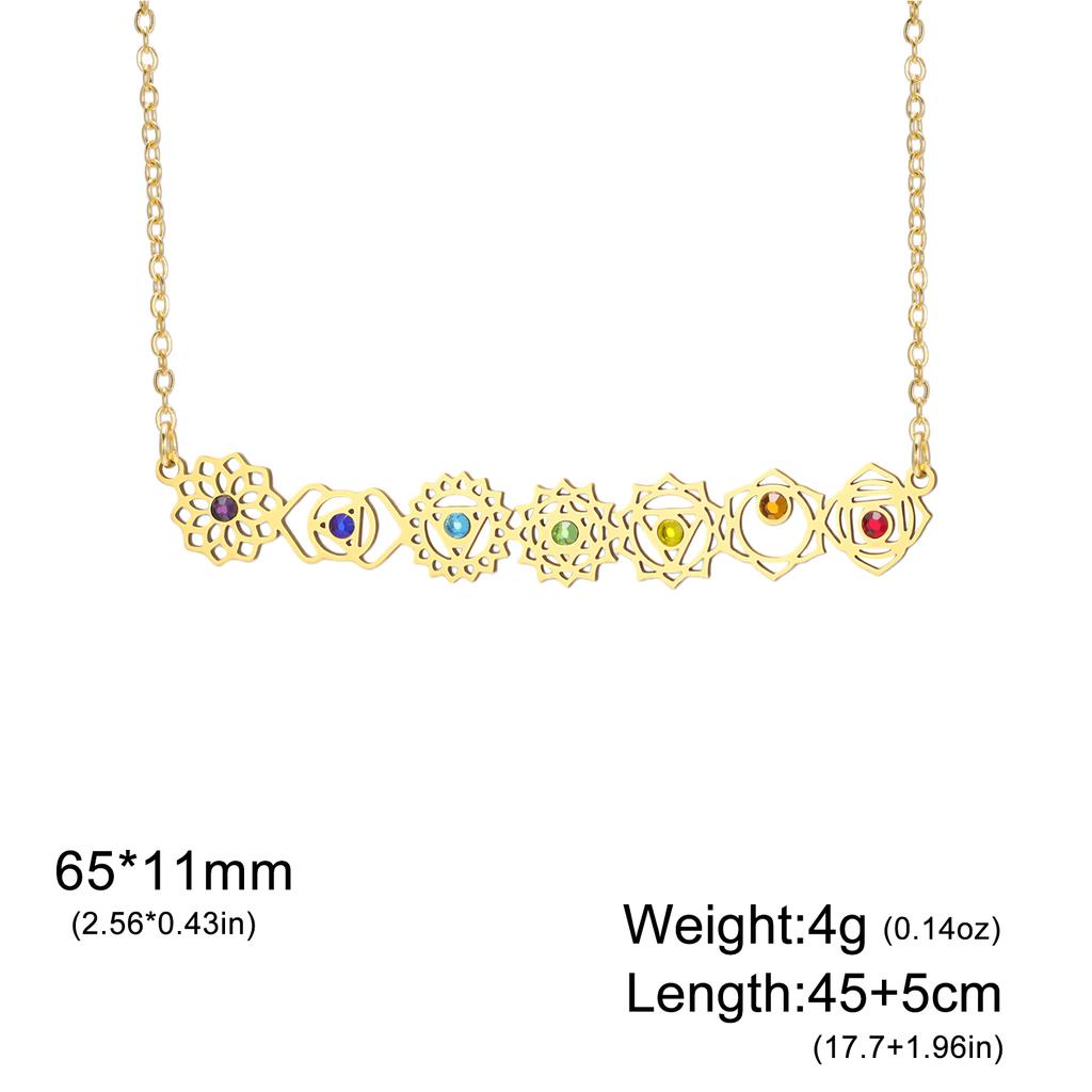 7 Chakra Yoga Necklace with Colorful Stone Stainless Steel Pendant for Meditation Boho Spiritual Gift