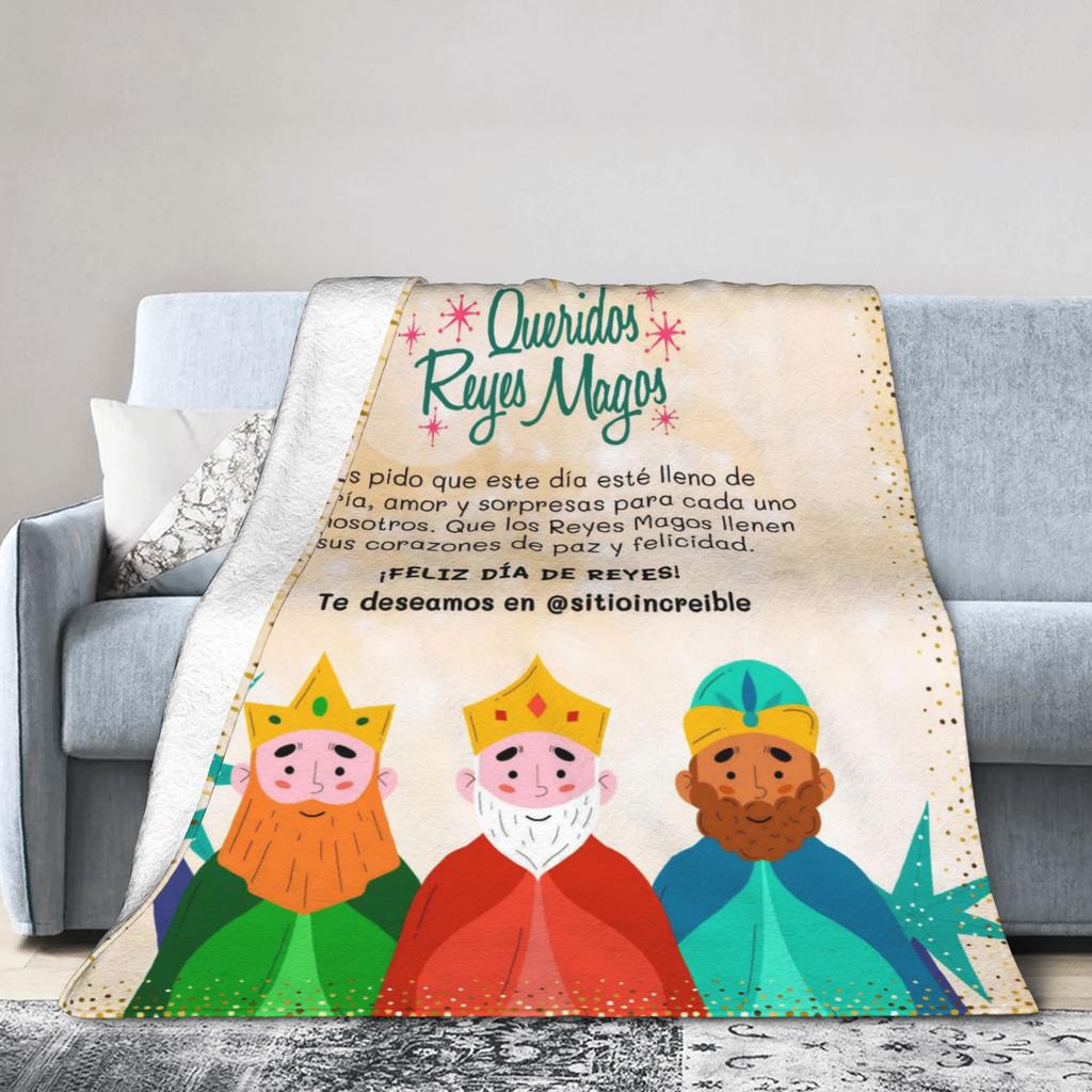 Día de los Reyes Magos Throw Blanket for Couch  Fuzzy Soft Plush Blanket 50x60 Inches Multi-size Bedspread for All Seasons