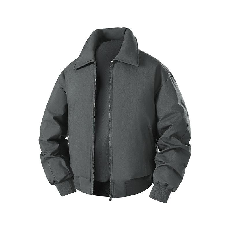 

Stand collar windproof men s winter 2025 new American style thickened warm couple bread jacket jacket trendy cotton clothes 3XL серый