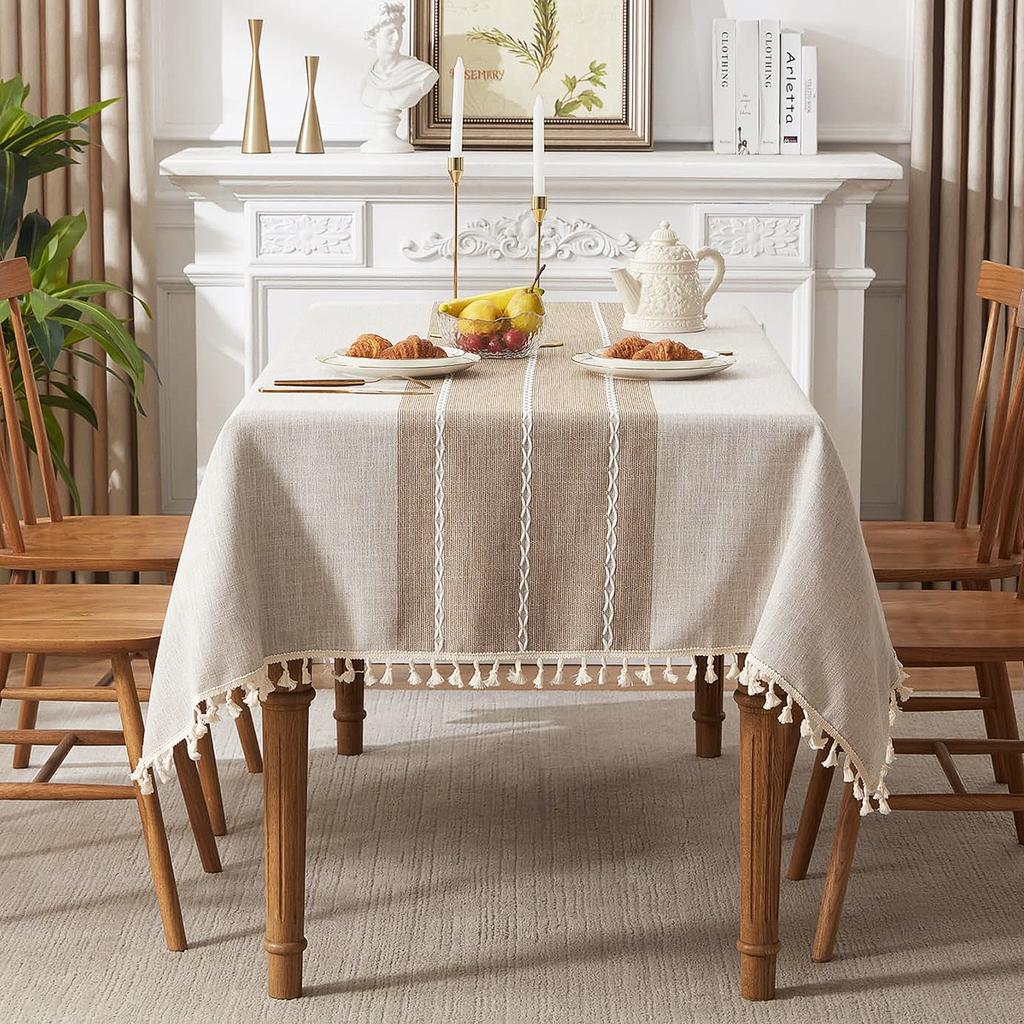 Battilo Len Bawełna Obrus Okrągły Prostokątny Obrus Wodoodporny Pokrowiec na Stół Do Jadalni Stolika Kawowego Wystrój Kuchni