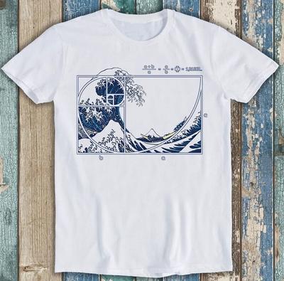 A Grande Onda de Kanagawa Fibonacci Mais Vendido Engraçado Presente Camiseta M2093