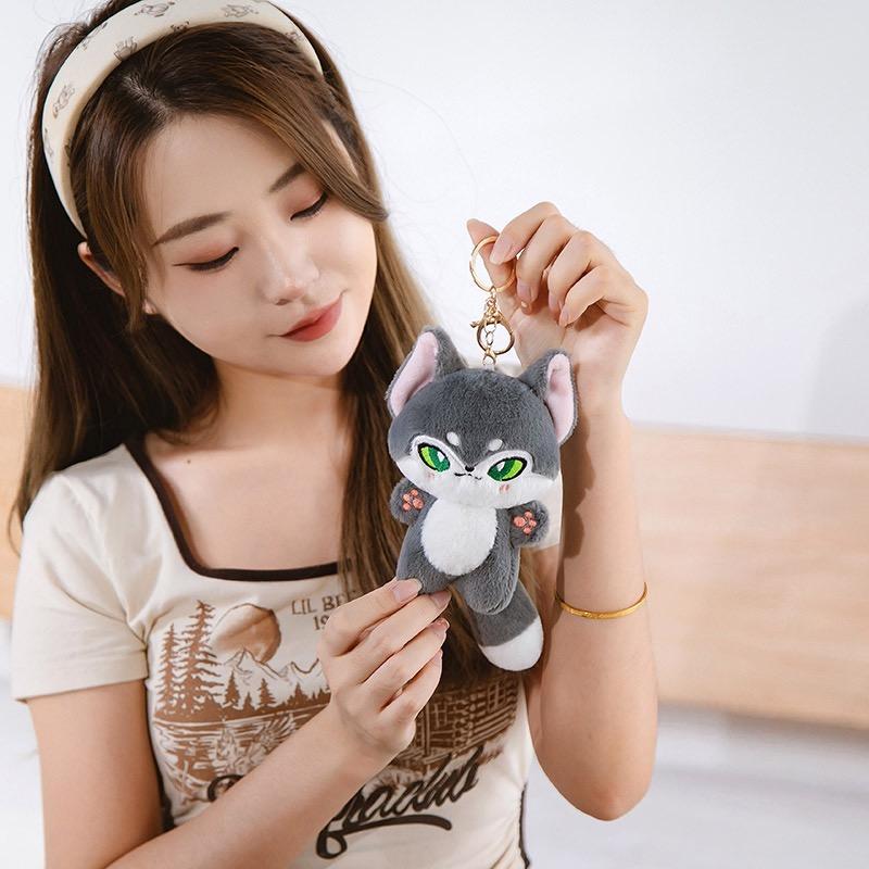 35cm Enthusiasm Wolf Plush Doll Gift Kawaii Emotion Wolf Stuffed Toys Plushies Doll Cute Wolf Toys For Girl Kawaii Room Decor