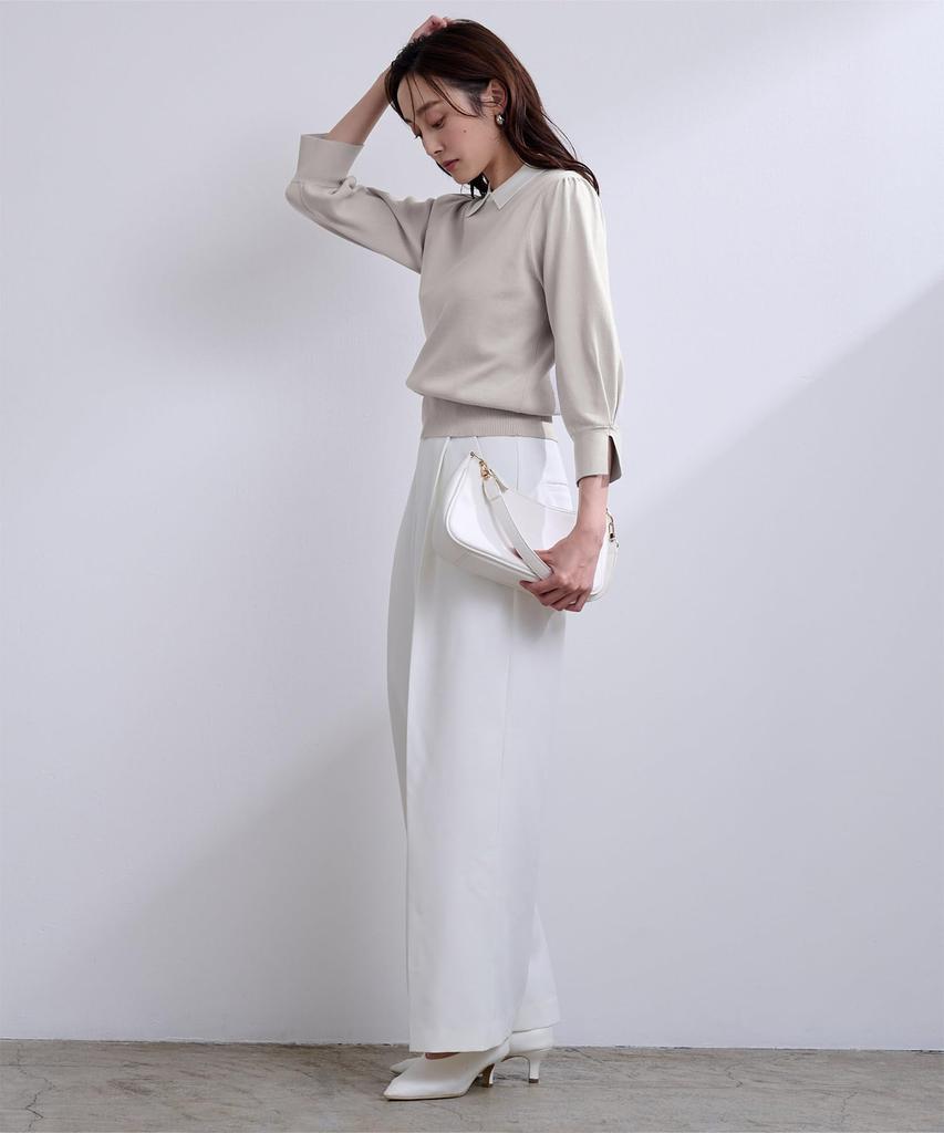 Yours BFXU1764 Collared Puff Sleeve Size Gray Women's Knit, M,