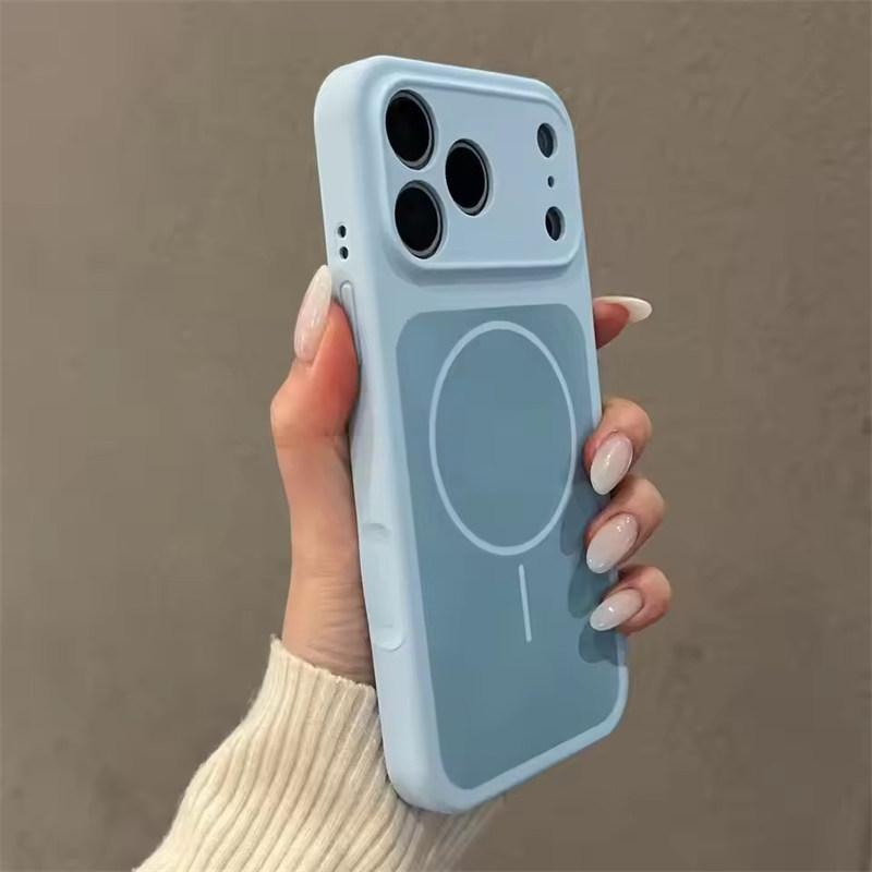 Liquid Silicone Dual-color , Lens-protecting Phone Case, Supports Magnetic Charging for iPhone 17, 16, 15, 14, and 13 Series