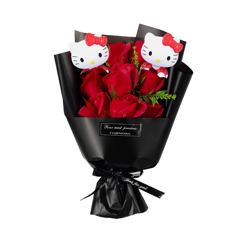 Cross-Border 9-Rose Soap Flower Bouquet with Graduation Teddy Bear - Creative Valentine's Day Gift