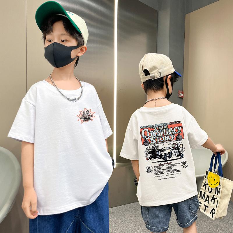 Camiseta de Manga Corta para Niños Verano Holgada Top de Media Manga Infantil Atuendo de Verano para Niños