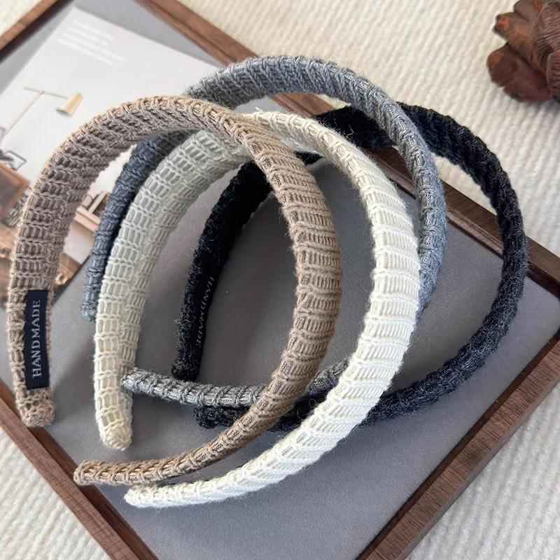 Classic Retro Solid Knitting Wool Headbands Womens Elegant Versatile Hair Hoop Wash Face With Wide Hair Band Fashion Accessories