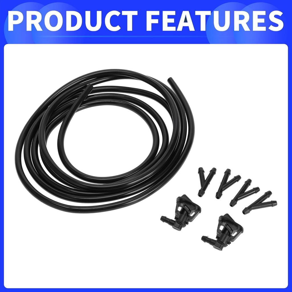Windshield Washer Nozzle Kit for Jeep Wrangler JK 2013-2017 | Front Windshield Spray Nozzles Wiper Jet No.68164356AB | Black | 1 Set