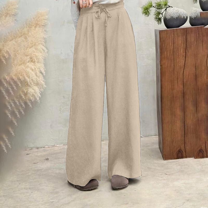ZANZEA Women Casual Elastic Waist Solid Color Loose Pants