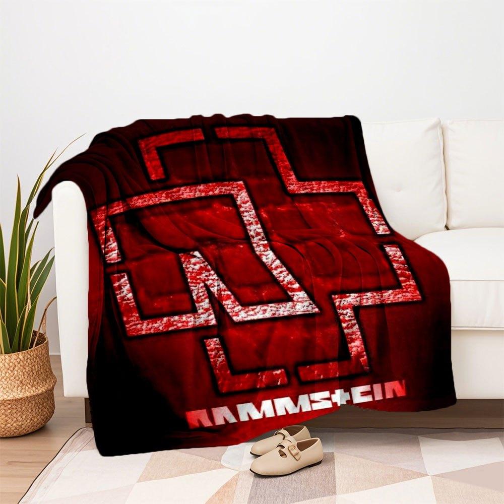 Rammstein Logo T-Shirt Men's Women's Unisex Fit Black Red WhiteBlanket Flannel Throw Blanket for Sofa, Bed, Travel, Camping, Office, Couch,