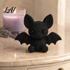 3D Printed Bat Statue Figurine with Knitted Texture Cartoon Halloween Decoration Ornaments Cute Animal for Desk Shelf Display And Home Decor Office